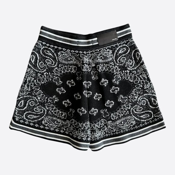 Amiri Black & White Bandana Crochet Basketball Shorts - Picture 2 of 5